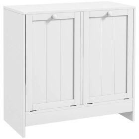 Tilt-Out Laundry Storage Cabinet, Modern Laundry Hamper with 2 Compartments for Bathroom Washroom, White (Option: White)