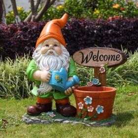 Outdoor Garden Sculpture Gnome Flower Pot Planter - Unique Yard Statue Decoration, Interesting Law Outdoor Ornament (Option: Orange)