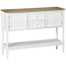 Vintage Console Table with 2 Drawers and Cabinets, Retro Sofa Table for Entryway, Living Room and Bedroom, White (Option: White)