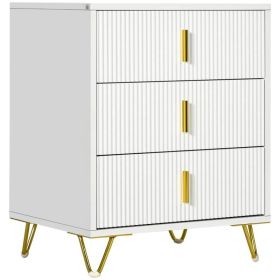 Drawer Chest, 3-Drawer Storage Cabinet Unit with Metal Legs for Living Room, 19.7"x15.7"x24.8", White (Option: White)