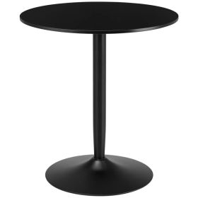 Modern Kitchen Table for 2 People, Round Dining Table with Steel Base for Living Room, Dining Room, Black (Option: Black)