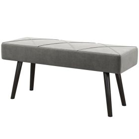 39 Inches Upholstered Bedroom Bench, Modern End of Bed Bench with Steel Legs, Grey (Option: Grey)