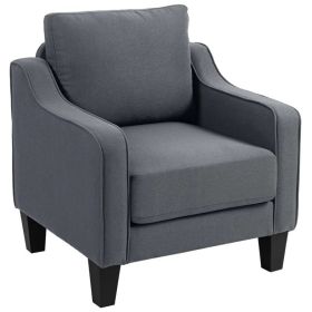 Armchair, Modern Accent Chair with Pocket Spring, Linen Upholstered, Thick Padded, Charcoal Grey (Option: Charcoal Grey)