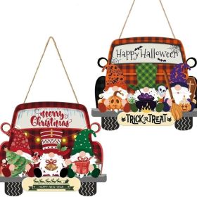 Halloween Gnome Door Sign, Double Sided Christmas Front Door Decor Two Sided Gnome Door Sign With Halloween And Christmas Designs Perfect For Fro (Option: Brown)