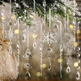 CRystal Christmas Tree Ornaments, Clear Acrylic Snowflake  Icicle, 18pcs (Option: CRystal)