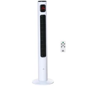 Freestanding Tower Fan Cooling for Home Bedroom with Oscillating, 3 Speed, 12h Timer, LED Sensor Panel, Remote Controller, White (Option: White)
