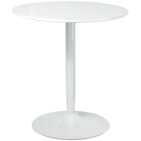 Modern Kitchen Table for 2, Round Dining Table with Steel Base for Living Room, Dining Room, White (Option: White)