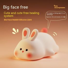 Cute LED Night Light Touch Sensor Cartoon Kid's Nightlights Big Face Rabbit Silicone Night Light Christmas Gift Bedside Lamp Home Decor (Option: Lying Bunny Ordinary Style)