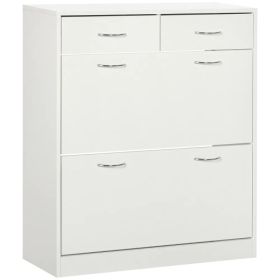 Narrow Shoe Storage with 2 Flip Drawers and Adjustable Shelves Shoe Cabinet Organizer for 12 Pairs of Shoes, White (Option: White)