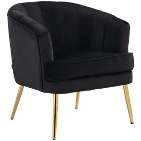 Fabric Armchair, Modern Accent Chair with Gold Metal Legs for Living Room, Bedroom, Home Office, Black (Option: Black)