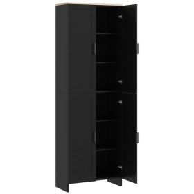 67" 4-Door Kitchen Pantry Cabinet, Freestanding Storage Cabinet Cupboard with Adjustable Shelves, Black (Option: Black)