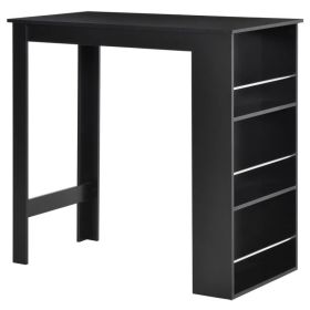 Bar Table Counter Height Dining Table with 3 Storage Shelves for Kitchen, Dining Room, Living Room, Black (Option: Black)