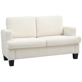 54.3" Loveseat Sofa, 2 Seater Sofa with Removable Cushions, Small Couch with Wood Frame for Living Room, Cream White (Option: Cream White)