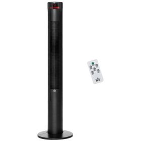 Freestanding Tower Fan Cooling for Home Bedroom with 3 Speed, 12h Timer, Oscillating, LED Panel, Remote Controller, Black (Option: Black)
