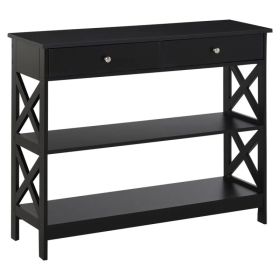 39" Console Table, Narrow Entryway Table with Storage Shelves, Drawers and X Frame for Behind Couch, Living Room, Hallway, Black (Option: Black)