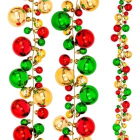 6 Ft Christmas Ball Garland, Shatterproof Bauble Ornament Garland, Red Green Gold Tree Decoration For Xmas Party, Home & Office (Option: Multi)