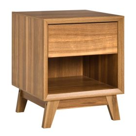 Bedside Table for Bedroom, Nightstand with Drawer and Shelf, Modern Side End Table, Walnut Brown (Option: Walnut)