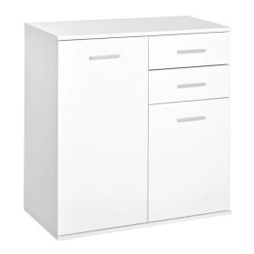 High Gloss Sideboard with 2 Drawers and 2 Doors, Buffet Cabinet with Adjustable Shelf, Coffee Bar Cabinet with Storage, White (Option: High Gloss White)