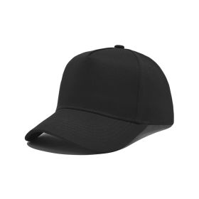Adult 5-Panel Cotton Twill Cap (Color: Black)