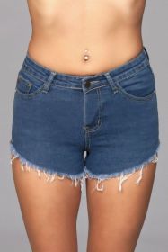 Zip Me Up Denim Shorts (Select Size: S, Select Color: Blue)