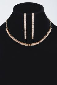 Rhinestone Choker W/earring (Select Color: Gold)