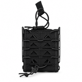 Open-Top Double Magazine Pouch with Adjustable Elastic Retention Cord (Color: Black)