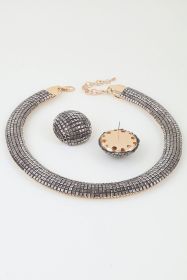 Disco Chain Choker Necklace Set (Select Color: Gold Black)