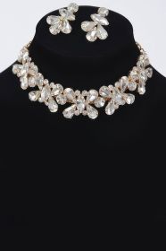 Ab Stone Earring And Necklace Set (Select Color: Gold clear)