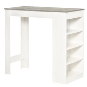 Bar Table, High Top Pub Table with 4 Storage Shelves, Modern Bar Height Table for Home Bar, Kitchen, Grey (Option: Grey)