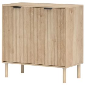 Accent Cabinet with Doors & Adjustable Shelf, Freestanding Storage Cabinet with Wood Legs for Living Room, Oak (Option: Oak)