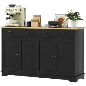 Modern Sideboard, Buffet Cabinet with Storage Drawers, Adjustable Shelves for Living Room, Dining Room, Entryway, Black (Option: Black)