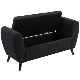 Upholstered Storage Bench with Arms, Modern Ottoman Bench for Bedroom, Entryway, and Living Room, Black (Option: Black)