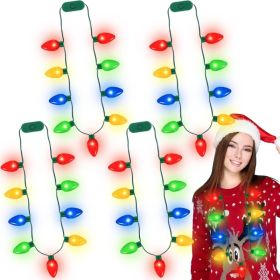 4PCS Christmas LED Light-Up Necklaces, 9 LED Bulbs With 3 Modes, Festive Holiday Party Accessories (Option: Multi)