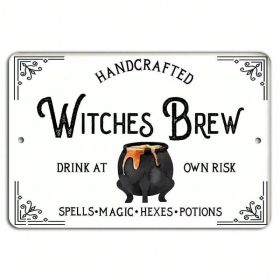 Witches Brew Vintage Metal Sign 8x12 Inch Halloween Wall Art Home Porch Decor Plaque---Unavailable Platform-TikTok (Option: A)