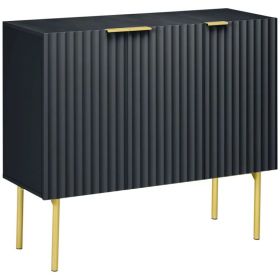 Modern Storage Cabinet Sideboard Buffet Cabinet with Gold Legs for Living Room Dining Room Hallway Black (Option: Black)
