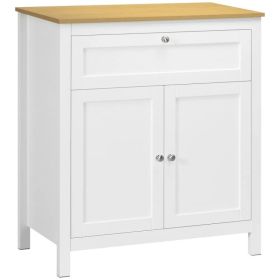 Sideboard Cabinet, Buffet Table with Drawer, Double Door Cupboard and Adjustable Shelf for Living Room, Entryway, White (Option: White)