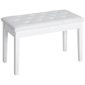30" Piano Bench with Padded Cushion and Storage, Faux Leather Keyboard Bench with  Wood Legs, White (Option: White)