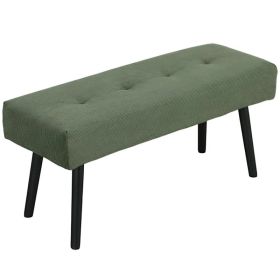 39" Upholstered Ottoman Bench, Corduroy Entryway Bedroom Bench with Padded Seat and Steel Legs for Bedroom, Green (Option: Green)